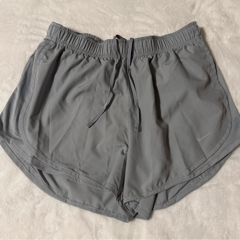 Gray Nike shorts with attached brief